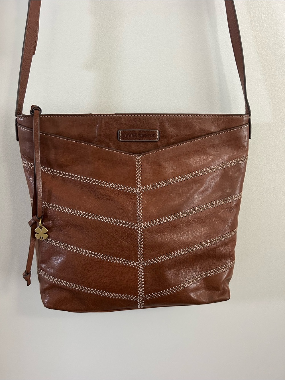 Lucky Brand Bag Crossbody Chevron Boho Leather Hobo Shoulder Purse